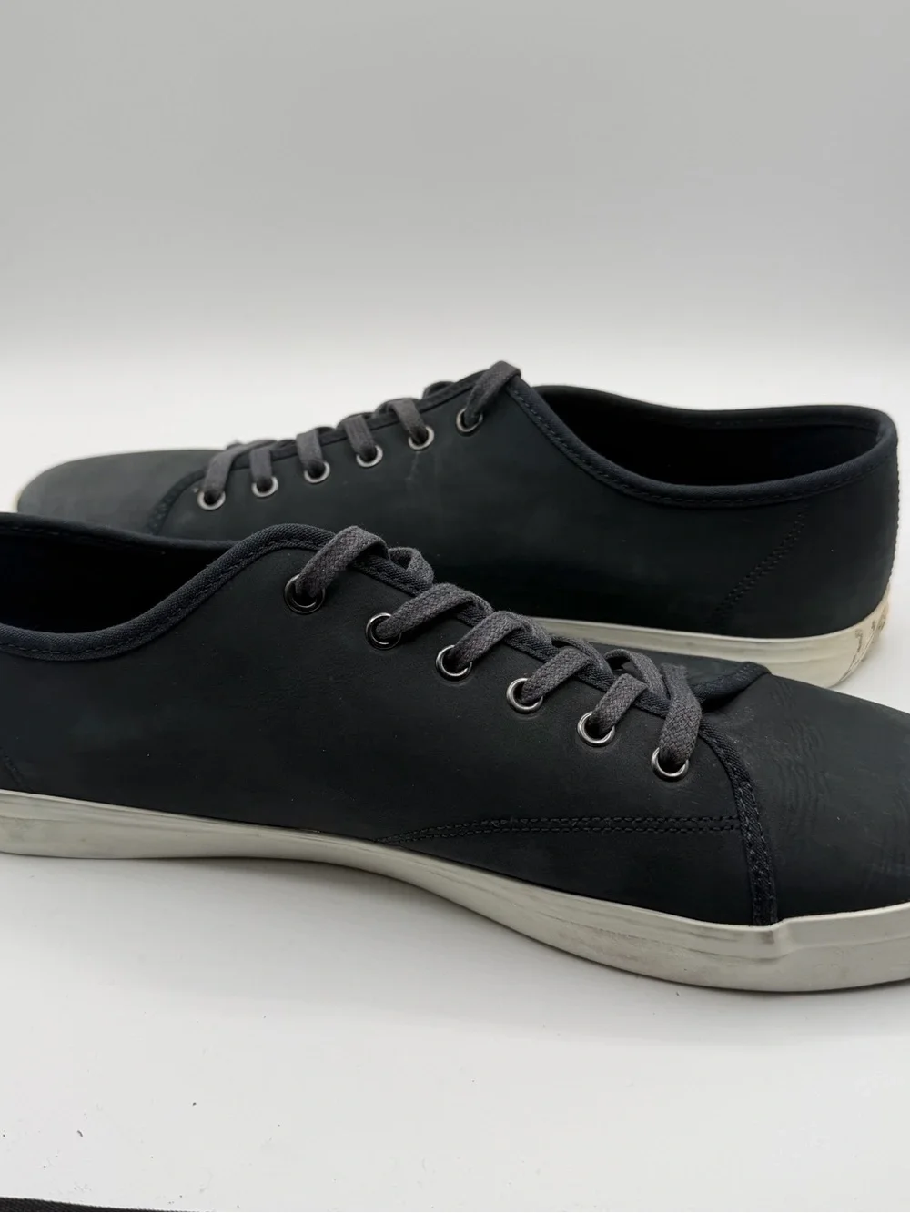 Banana Republic Mens 12 Navy Leather Low Top Sneakers Minimalist Casual Shoes